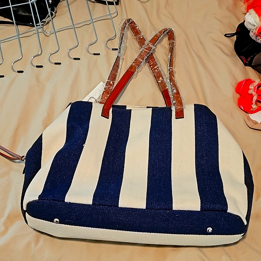 Sole society blue striped bag